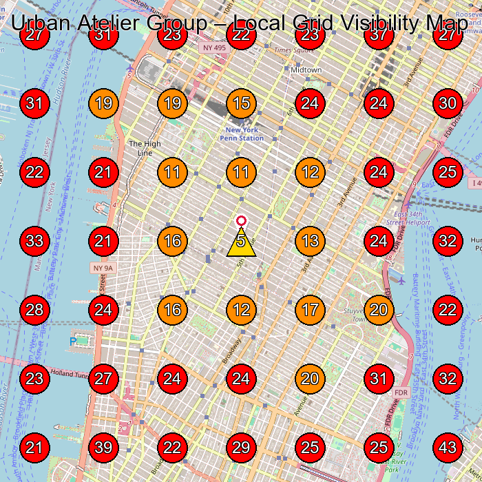Urban Atelier Group GeoGrid visibility map for Construction Company in New York